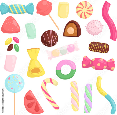Vector set with candies, lollipops and marmalade