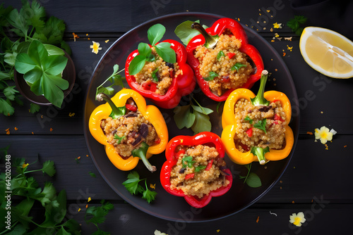 Stuffed Bell Peppers with Quinoa, wholesome colorful meal