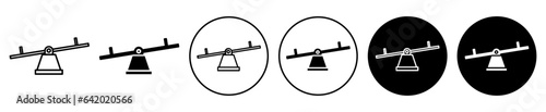 playground seesaw vector icon set. park kids seesaw symbol. balance sign in black color. photo