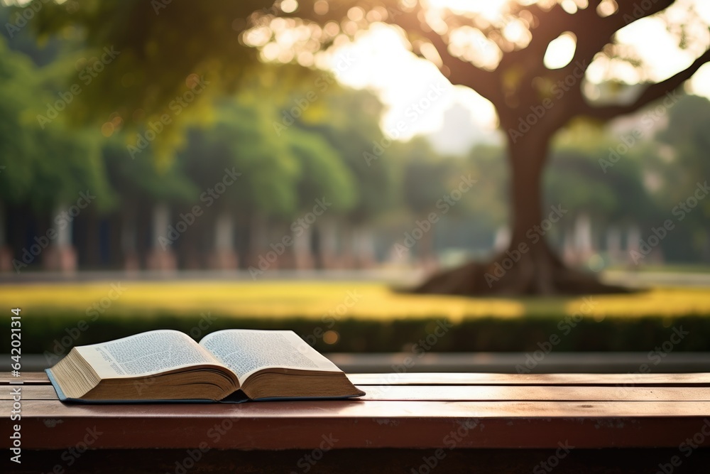 An open book on a wooden table