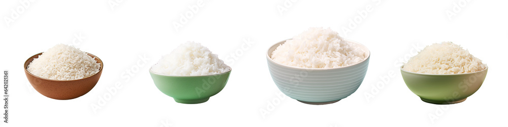 White rice in a black bowl isolated on a transparent background White rice in a black bowl isolated on a transparent background