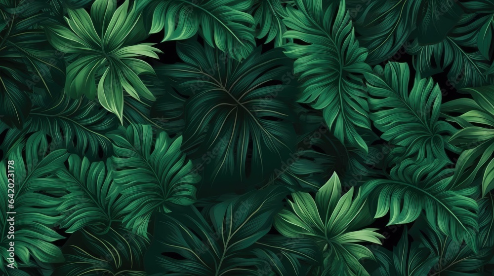 Seamless pattern of tropical monstera leaves. Vector illustration. banner, ai generative
