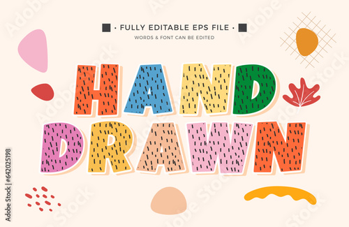 Hand drawn text effect editable with abstract shapes