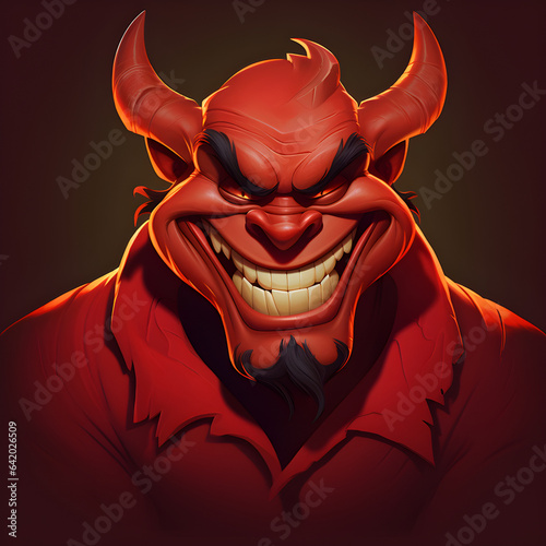 Demon's Laughter, Red Demon With Dark Background - AI Generative