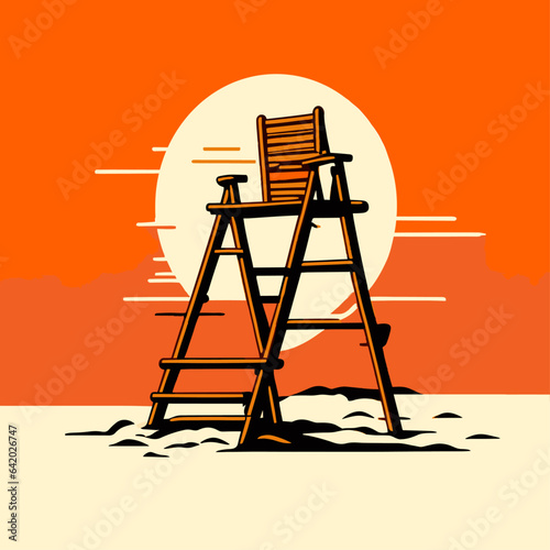 tall wooden beach lifeguard chair
