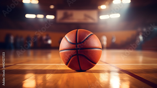 Ball kept at the center of Basketball court, close up shot © Trendy Graphics