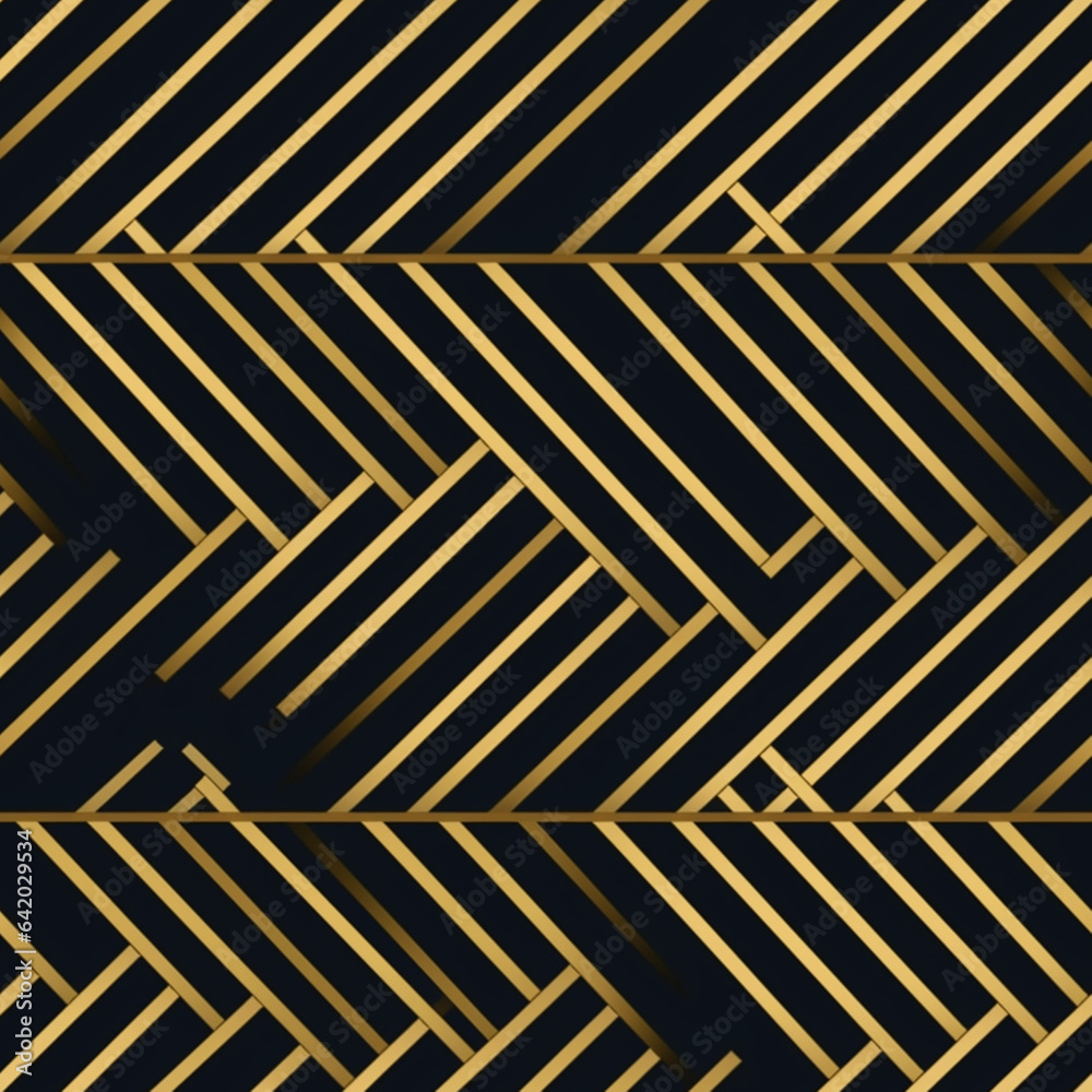 Fototapeta premium tapeta tło złote ukośne metaliczne linie na czarnym tle - wallpaper gold metallic lines on a black background - AI Generated