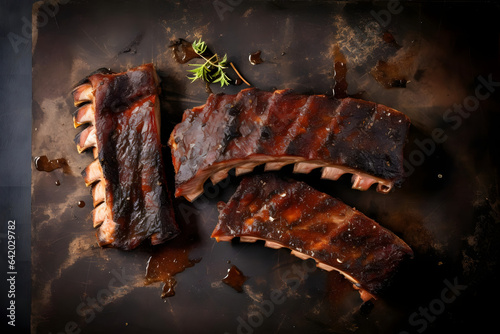 Smoked BBQ Ribs, flavorful meaty dish