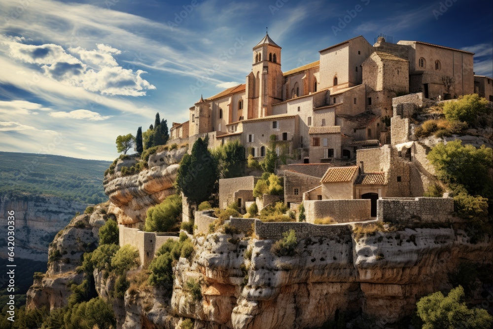 Discovering the Charm of Gord in Provence: A Picturesque Hilltop Village with Castle, Church, and Cathedral Amidst Rock and Cliffs