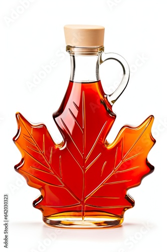 Clear Agave Syrup Bottle from Canada. Delicious Maple Syrup Bottle Cut-Out on a Colourful Background