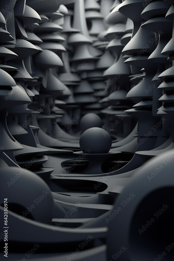 Obraz premium Abstract Digital Art in Monochrome Fashion.