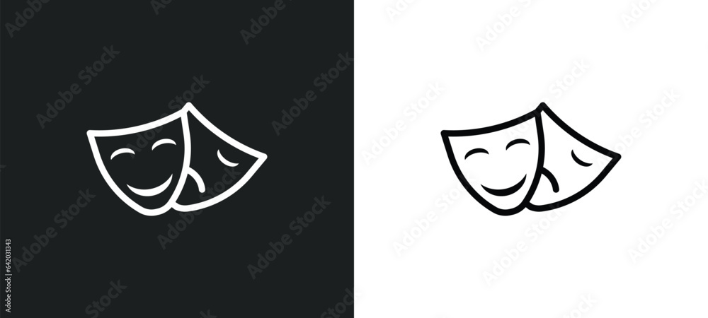 tragedy icon isolated in white and black colors. tragedy outline vector icon from cinema collection for web, mobile apps and ui.