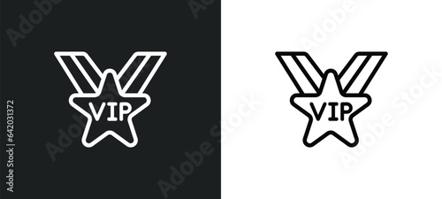 vip person icon isolated in white and black colors. vip person outline vector icon from cinema collection for web, mobile apps and ui.