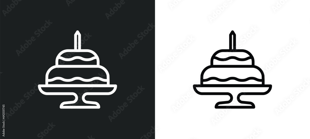 birthday cake with one candle icon isolated in white and black colors. birthday cake with one candle outline vector icon from food collection for web, mobile apps and ui. birthday cake with one candle icon isolated in white and black colors. birthday cake with one candle outline vector icon from food collection for web, mobile apps and ui.