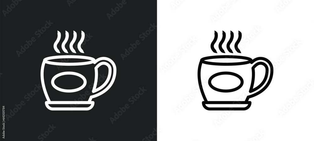 warm black mug icon isolated in white and black colors. warm black mug outline vector icon from food collection for web, mobile apps and ui. warm black mug icon isolated in white and black colors. warm black mug outline vector icon from food collection for web, mobile apps and ui.