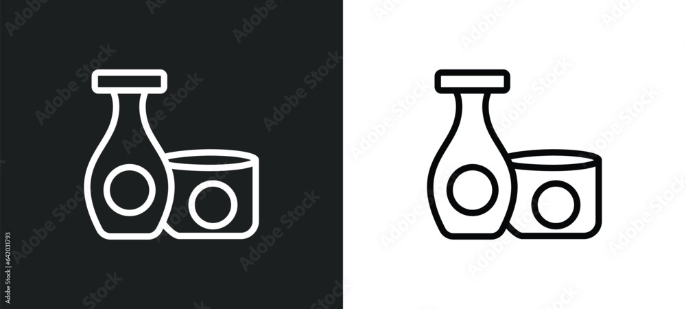sake icon isolated in white and black colors. sake outline vector icon from food collection for web, mobile apps and ui.