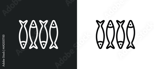 sardines icon isolated in white and black colors. sardines outline vector icon from food collection for web, mobile apps and ui.