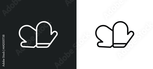 cooking mitts icon isolated in white and black colors. cooking mitts outline vector icon from food collection for web, mobile apps and ui.