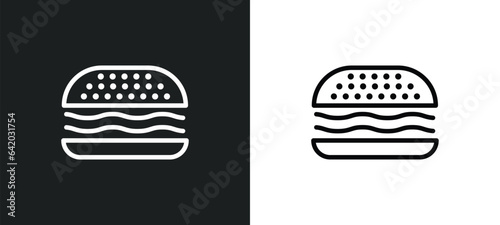 hamburger with bacoon icon isolated in white and black colors. hamburger with bacoon outline vector icon from food collection for web, mobile apps and ui.