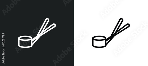 sushi and chopsticks icon isolated in white and black colors. sushi and chopsticks outline vector icon from food collection for web, mobile apps ui.