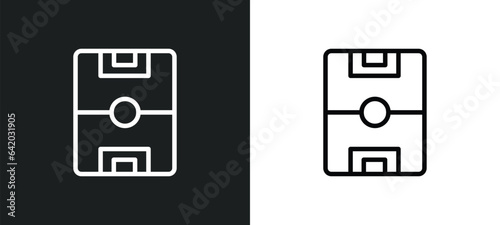 soccer field icon isolated in white and black colors. soccer field outline vector icon from football collection for web, mobile apps and ui.