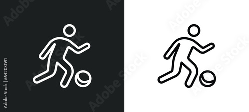 soccer player icon isolated in white and black colors. soccer player outline vector icon from football collection for web, mobile apps and ui.