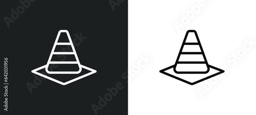 cone icon isolated in white and black colors. cone outline vector icon from football collection for web, mobile apps and ui.
