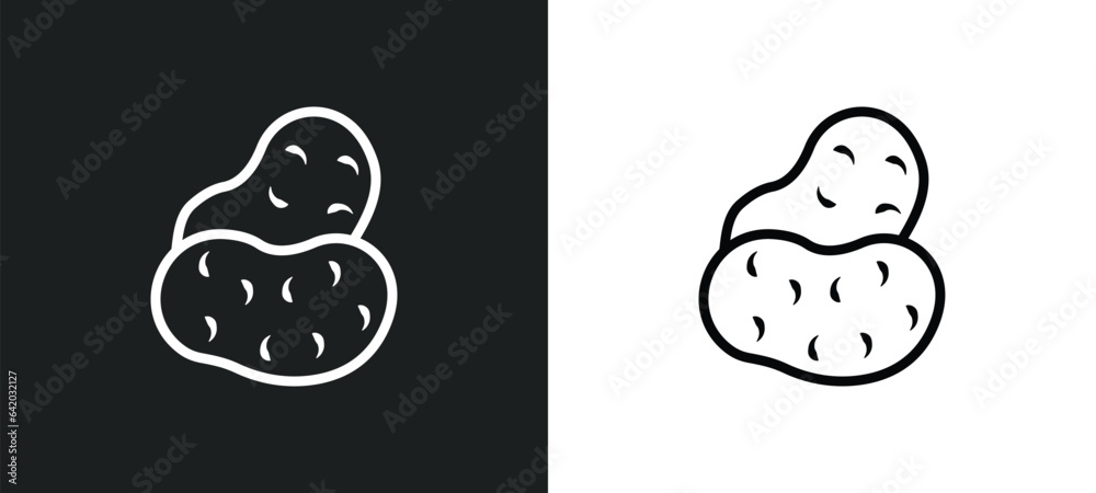 Fototapeta premium potatoes icon isolated in white and black colors. potatoes outline vector icon from fruits collection for web, mobile apps and ui.