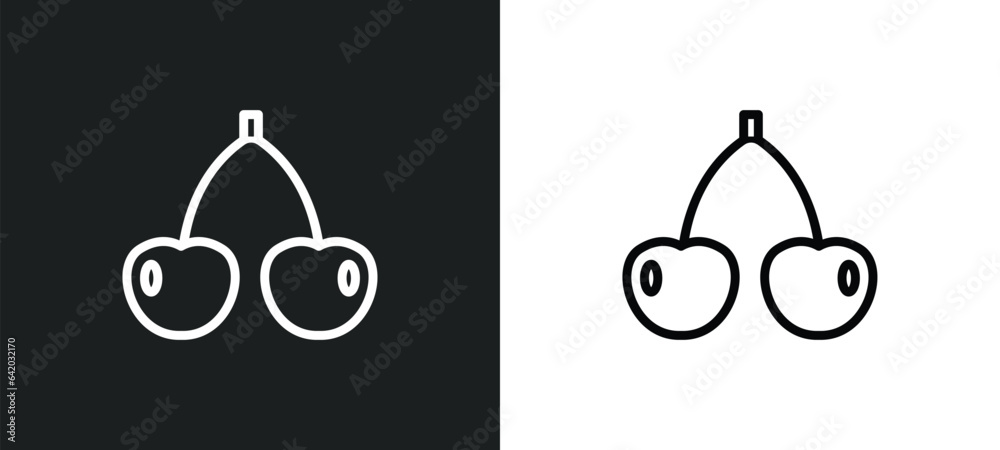 cherry icon isolated in white and black colors. cherry outline vector icon from fruits collection for web, mobile apps and ui.