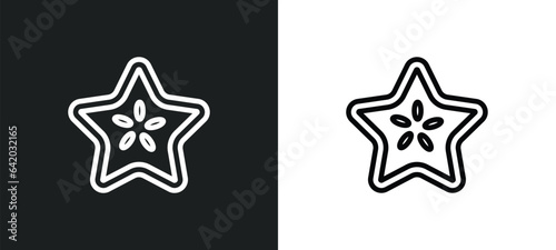 carambola icon isolated in white and black colors. carambola outline vector icon from fruits collection for web, mobile apps and ui.