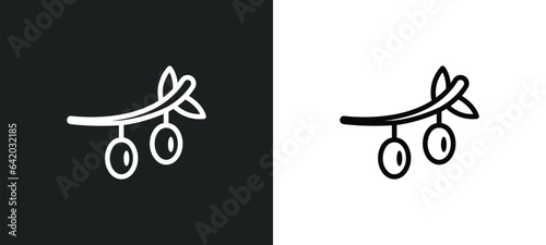 olives icon isolated in white and black colors. olives outline vector icon from fruits collection for web, mobile apps and ui.