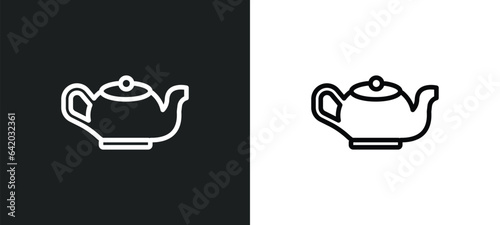 teapot icon isolated in white and black colors. teapot outline vector icon from gastronomy collection for web, mobile apps and ui.