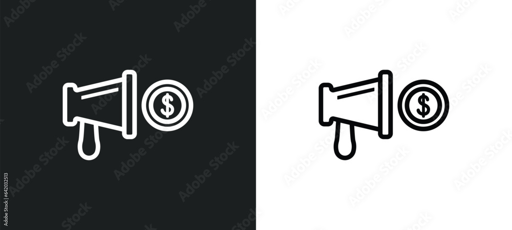 marketing budget icon isolated in white and black colors. marketing budget outline vector icon from general collection for web, mobile apps and ui. marketing budget icon isolated in white and black colors. marketing budget outline vector icon from general collection for web, mobile apps and ui.