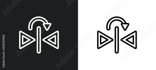 mirror horizontally icon isolated in white and black colors. mirror horizontally outline vector icon from geometric figure collection for web, mobile apps and ui.