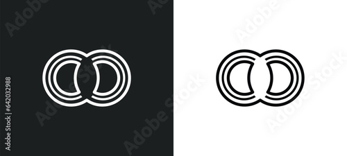 intersection icon isolated in white and black colors. intersection outline vector icon from geometric figure collection for web, mobile apps and ui.