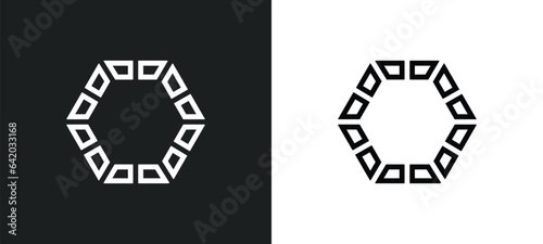 double hexagon of small triangles icon isolated in white and black colors. double hexagon of small triangles outline vector icon from geometry collection for web, mobile apps and ui.
