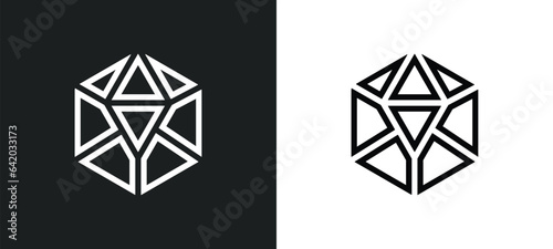 icosahedron icon isolated in white and black colors. icosahedron outline vector icon from geometry collection for web, mobile apps and ui.