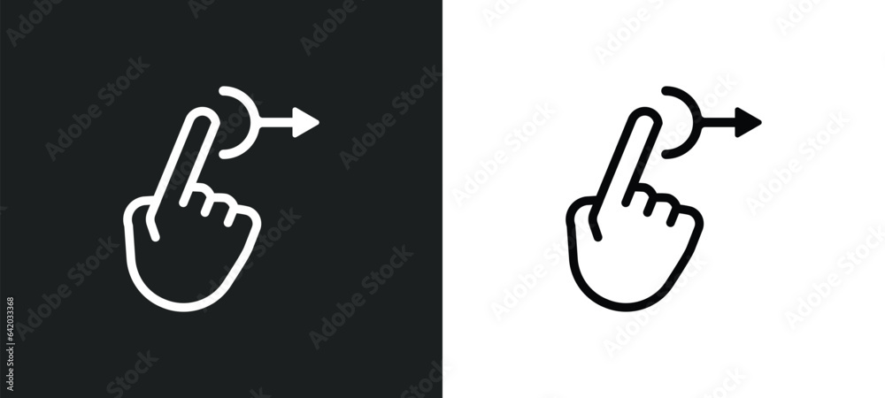 drag right icon isolated in white and black colors. drag right outline vector icon from gestures collection for web, mobile apps and ui. - obrazy, fototapety, plakaty 