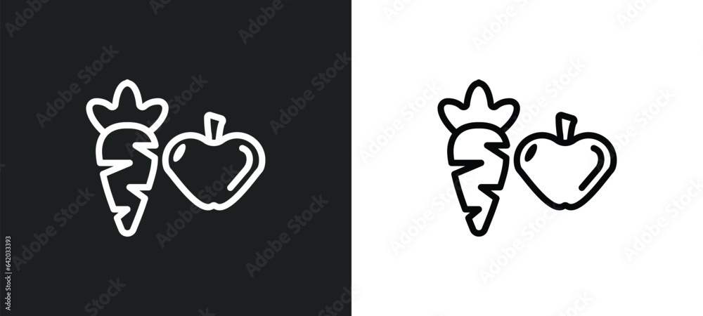 carrot and icon isolated in white and black colors. carrot and outline vector icon from gym fitness collection for web, mobile apps ui.