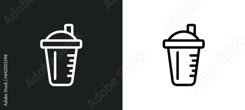 protein shake icon isolated in white and black colors. protein shake outline vector icon from gym and fitness collection for web, mobile apps and ui.