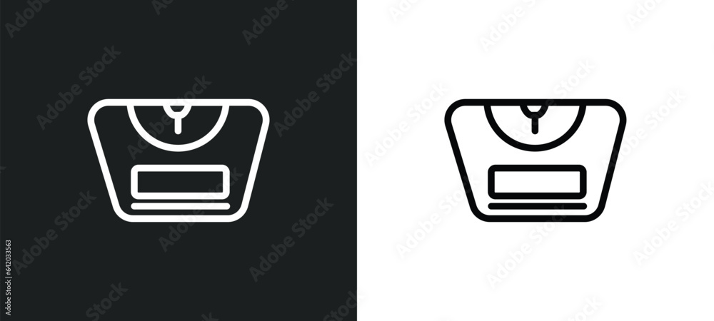 weight scale icon isolated in white and black colors. weight scale outline vector icon from gym equipment collection for web, mobile apps and ui. weight scale icon isolated in white and black colors. weight scale outline vector icon from gym equipment collection for web, mobile apps and ui.