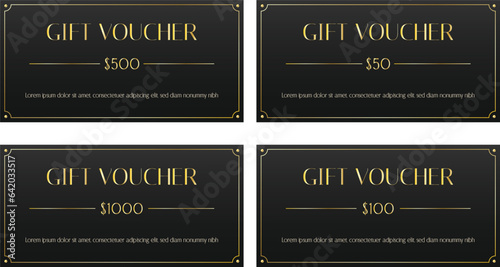 Set of black gift voucher templates