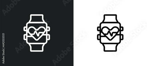 pulsometer icon isolated in white and black colors. pulsometer outline vector icon from gym and fitness collection for web, mobile apps and ui. photo
