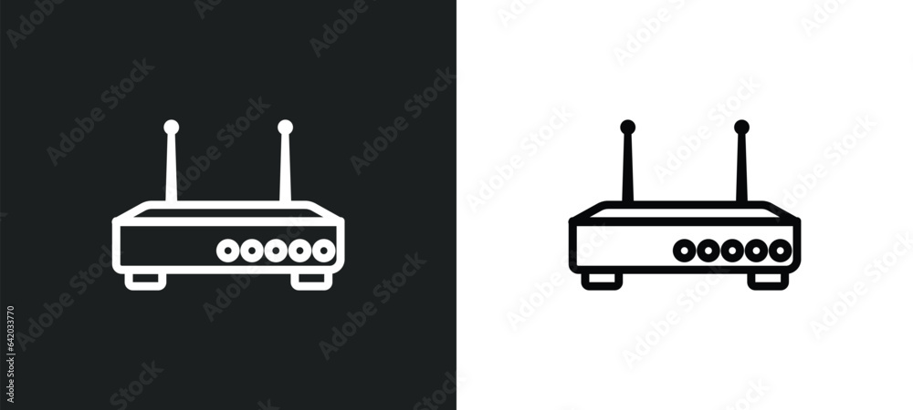 modem with two antenna icon isolated in white and black colors. modem with two antenna outline vector icon from hardware collection for web, mobile apps and ui. modem with two antenna icon isolated in white and black colors. modem with two antenna outline vector icon from hardware collection for web, mobile apps and ui.