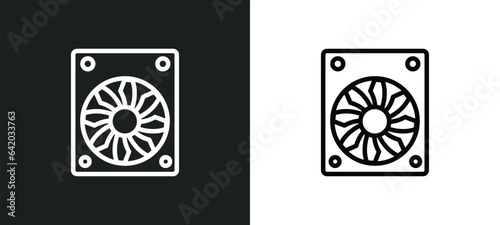 computer fan icon isolated in white and black colors. computer fan outline vector icon from hardware collection for web, mobile apps and ui.