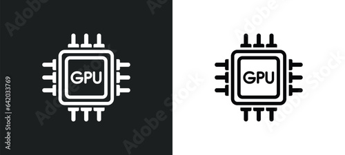 gpu icon isolated in white and black colors. gpu outline vector icon from hardware collection for web, mobile apps and ui.