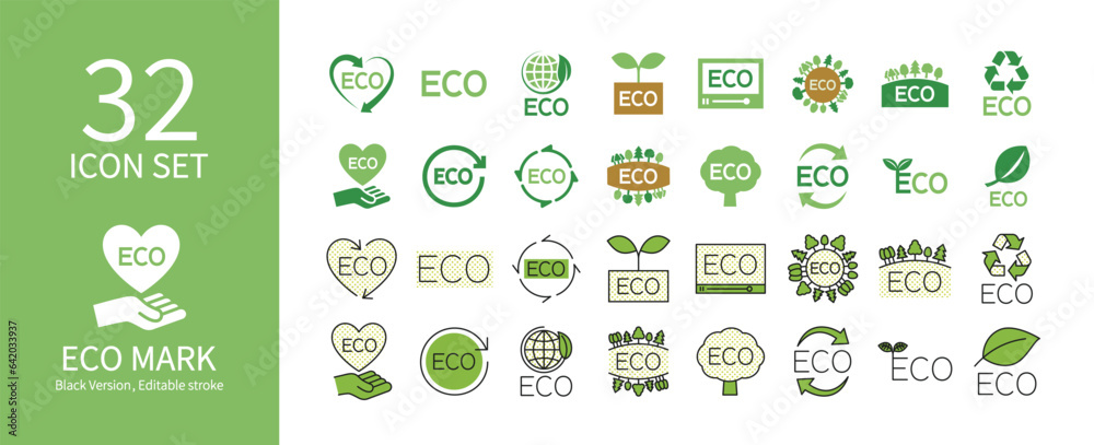 Various Eco Mark icon sets Various Eco Mark icon sets