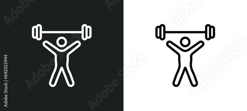 weightlifting icon isolated in white and black colors. weightlifting outline vector icon from health collection for web, mobile apps and ui.
