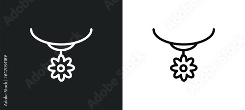 flower necklace icon isolated in white and black colors. flower necklace outline vector icon from holidays collection for web, mobile apps and ui.