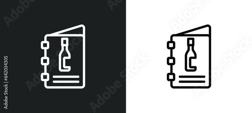 wine menu icon isolated in white and black colors. wine menu outline vector icon from hotel and restaurant collection for web, mobile apps and ui.
